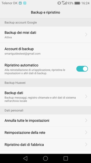 Seleziona Account di backup