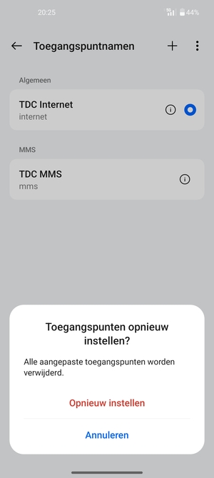 Selecteer Opnieuw instellen
