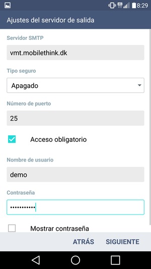 Introduzca la dirección de servidor saliente