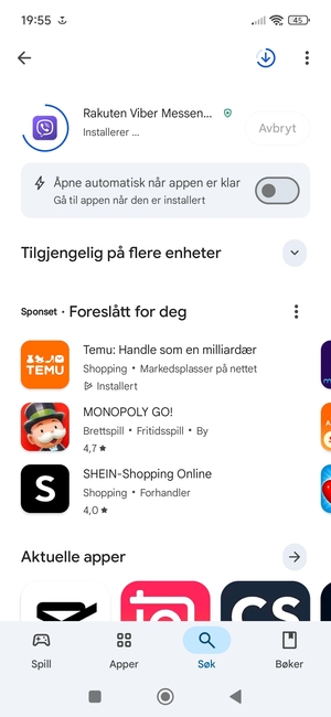Vent til installasjonen er ferdig