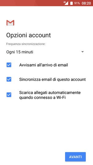 Seleziona AVANTI