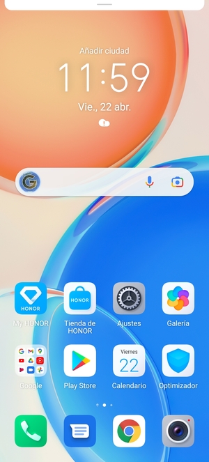 Deslice hacia abajo el menú superior
