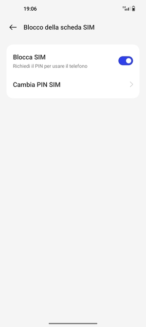 Seleziona Cambia PIN SIM