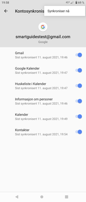 Velg Synkroniser nå