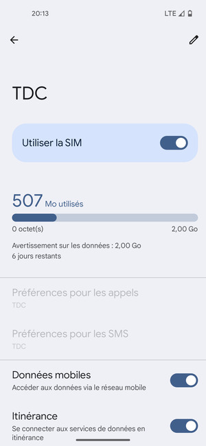 Activer ou désactiver Itinérance
