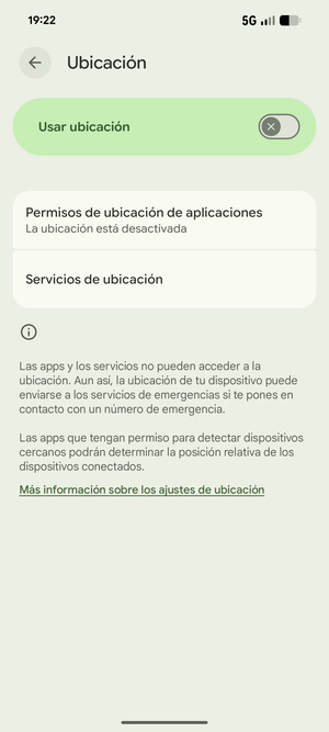 Desactive Usar ubicación