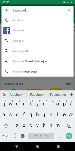 Skriv inn applikasjonsnavnet og velg Søk