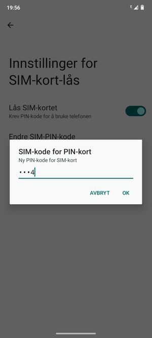Skriv inn Ny PIN-kode for SIM-kort og velg OK