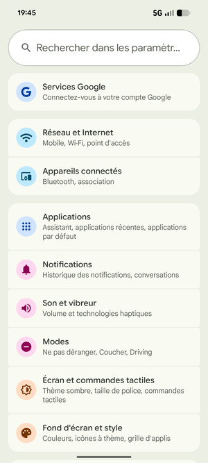 Sélectionnez Réseau et Internet