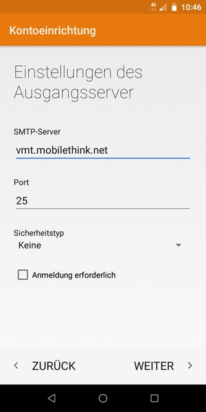 Schalten Sie Anmeldung erforderlich aus und wählen Sie WEITER