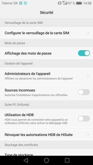 Sélectionnez Configurer le verroillage de la carte SIM