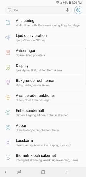 Välj Anslutning