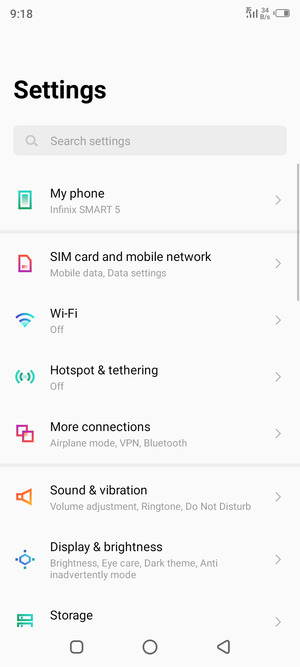 Select SIM card and mobile network