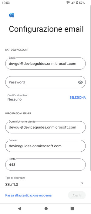 Inserisci la tua password