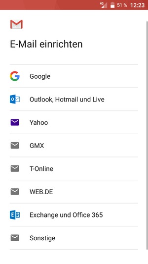 Wählen Sie Outlook, Hotmail und Live