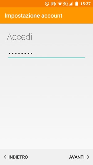 Inserisci la tua password e seleziona AVANTI