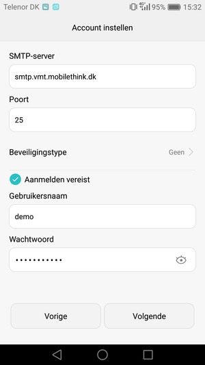 Voer Uitgaand serveradres in