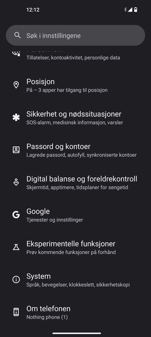 Bla til og velg System