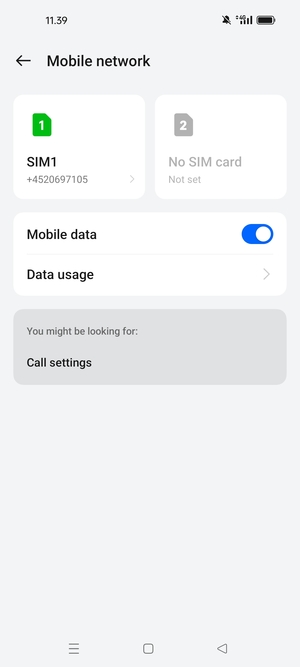 Select SIM1 or SIM2