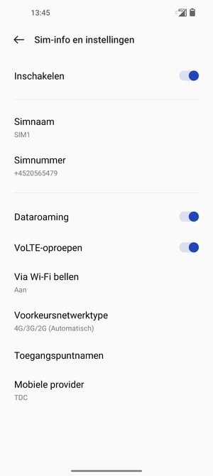 Schakel Dataroaming in of uit