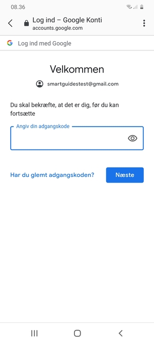 Indtast din Gmail adgangskode og vælg Næste