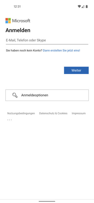 Geben Sie Ihre E-Mail-Adresse ein und wählen Sie Weiter