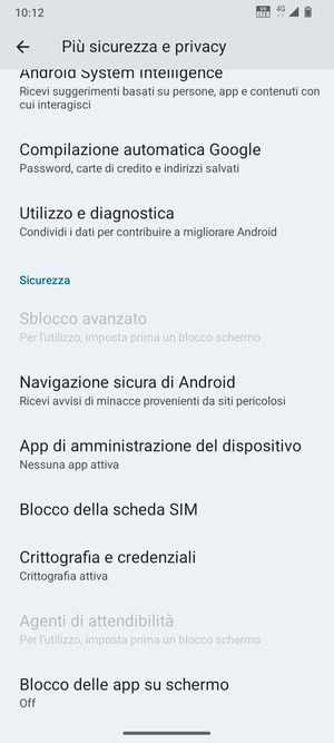 Scorri e seleziona Blocco della scheda SIM