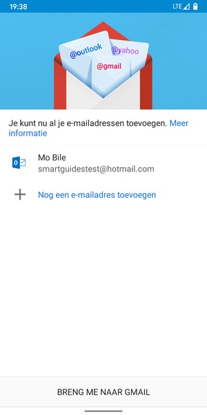 Selecteer BRENG ME NAAR GMAIL
