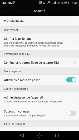 Sélectionnez Configurer le verrouillage de la carte SIM