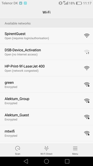 Select the wireless network you want to connect to