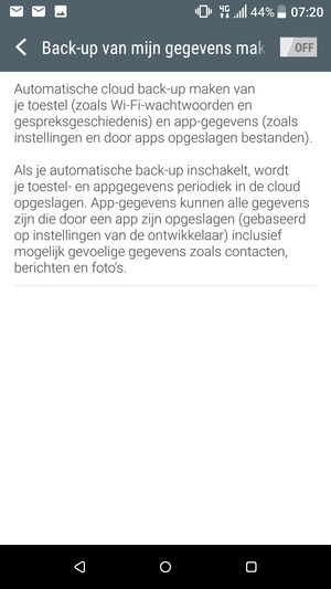 Schakel Back-up van mijn gegevens maken in