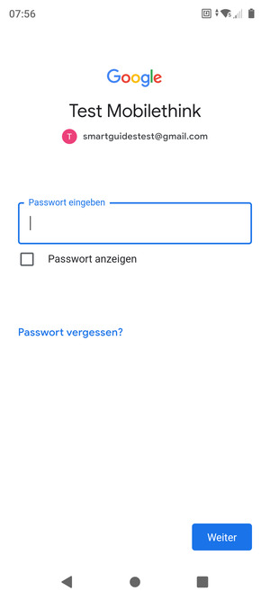 Geben Sie Ihre Passwort ein und wählen Sie Weiter