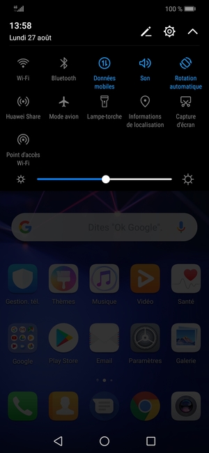 Sélectionnez le bouton  Paramètres