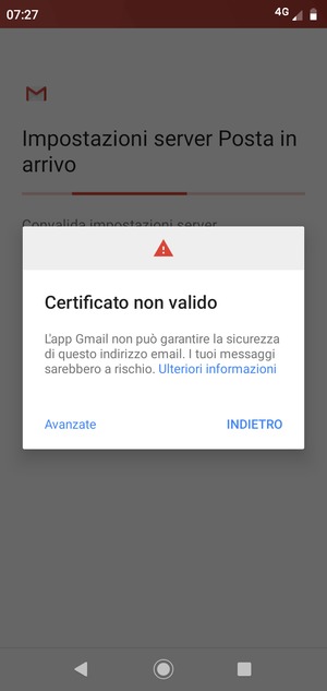 Seleziona INDIETRO