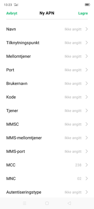 Skriv inn MMS-informasjon