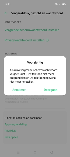 Selecteer Doorgan