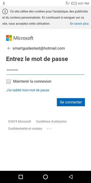 Saisissez votre mot de passe et sélectionnez Se connecter