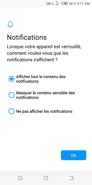 Sélectionnez votre option préférée et sélectionnez OK