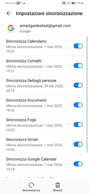 Seleziona Sincronizza ora