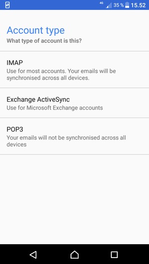 Select IMAP or POP3