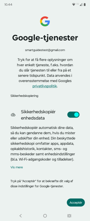 Vælg Acceptér