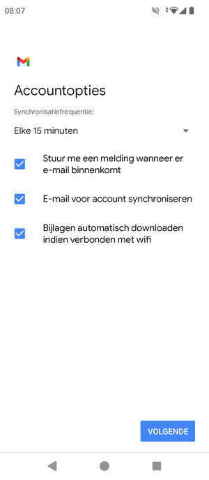 Selecteer VOLGENDE