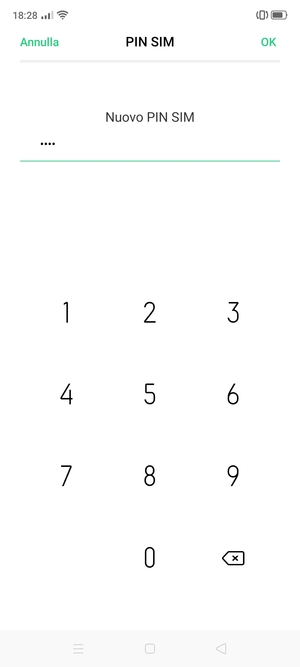 Inserisci Nuovo PIN scheda SIM e seleziona OK
