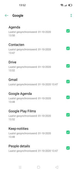 Vink alle selectievakjes aan en selecteer de Menu-knop
