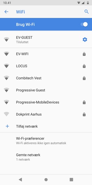 Du er nu tilsluttet Wi-Fi netværket