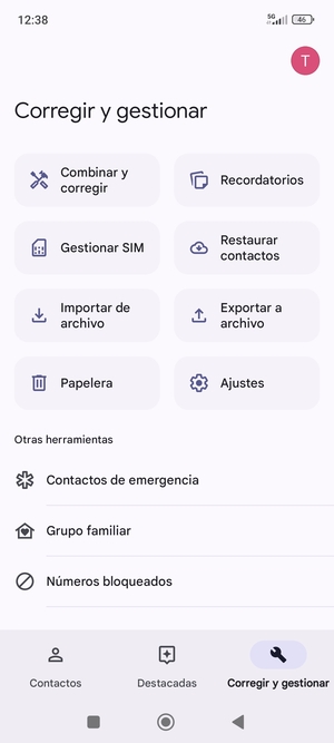 Seleccione Gestionar SIM