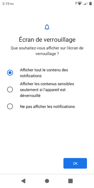 Sélectionnez votre option préférée et sélectionnez OK
