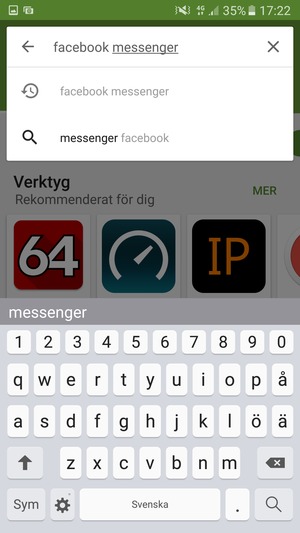 Ange app-namnet och välj Sök