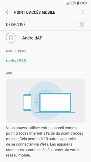 Sélectionnez le bouton du Menu
