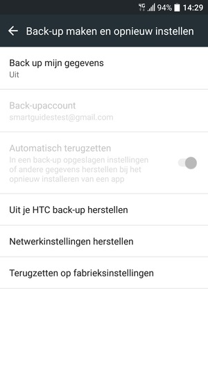 Selecteer Back up mijn gegevens